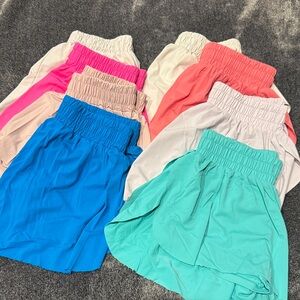 Colorful Elastic Waist Shorts Set